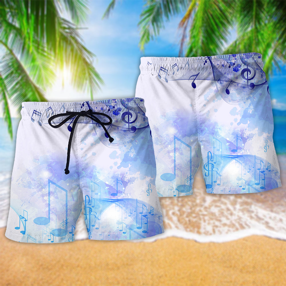 Watercolor Music Notes Artistic Style – Beach Short