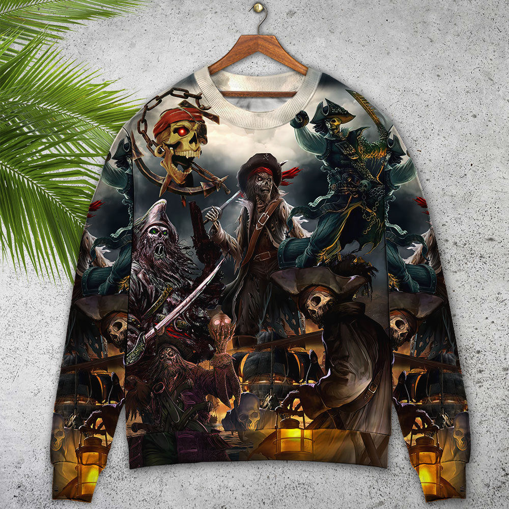 Skull Fantasy Ghost Pirate Art Style – Sweater - Ugly Christmas Sweater