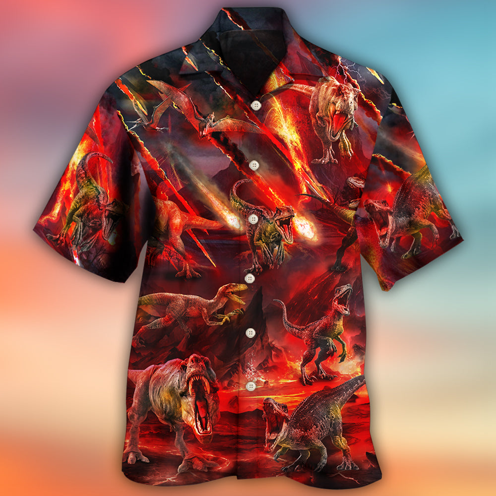 Dinosaur Meteor Rain Cool Fantasy - Hawaiian Shirt