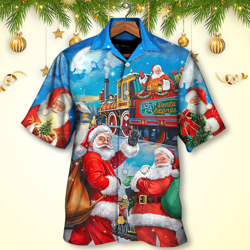Christmas Santa Train Gift Holiday Art – Hawaiian Shirt