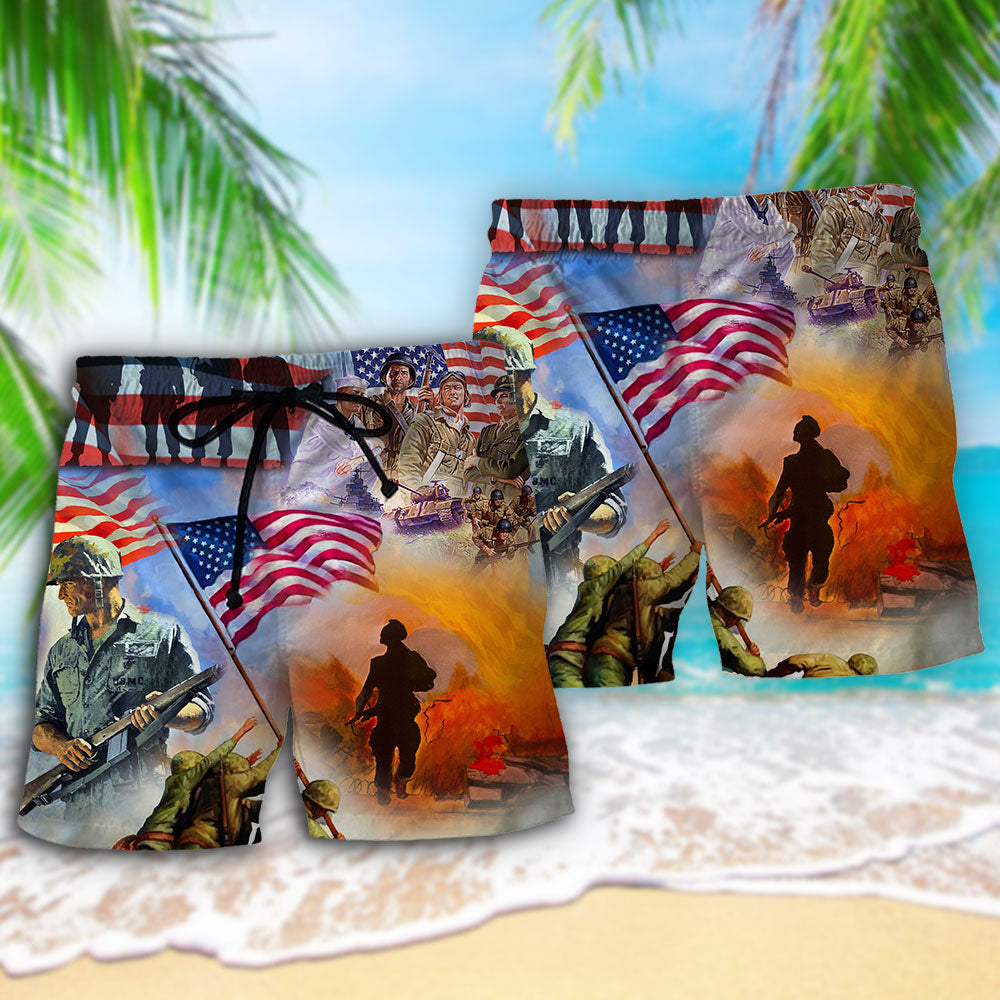 USA Veteran Proud Honor Art – Beach Short