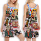 Samurai Cat Ramen Style – Women's Summer Sleeveless V-Neck Camisole Dress