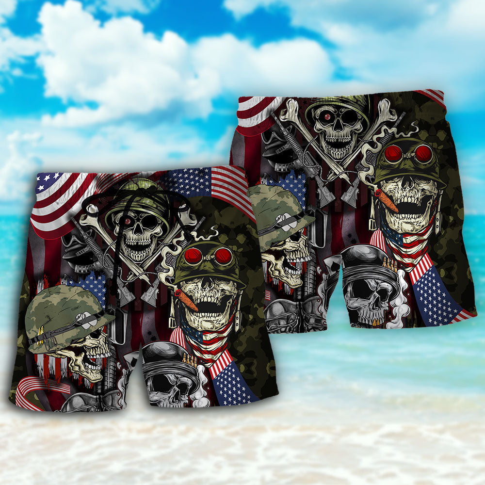 Veteran Skull War Art - Beach Short - Owls Matrix LTD