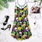 Skull Flowers Summer Tropical Style - Summer Dress - Owls Matrix LTD