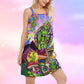 Hippie Alien Peaceful Life Colors – Women's Summer Sleeveless V-Neck Camisole Dress