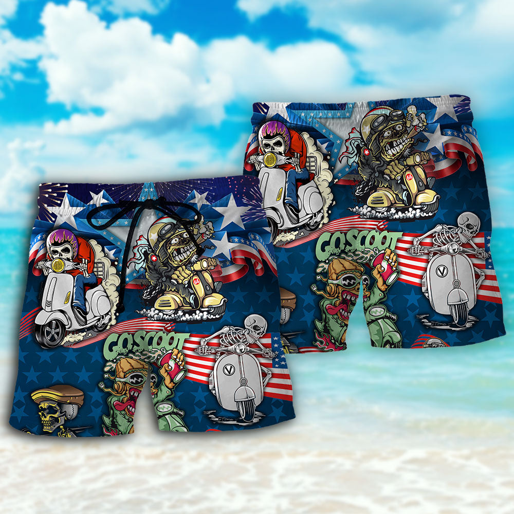 Scooter Skull Patriotic Art – Beach Short