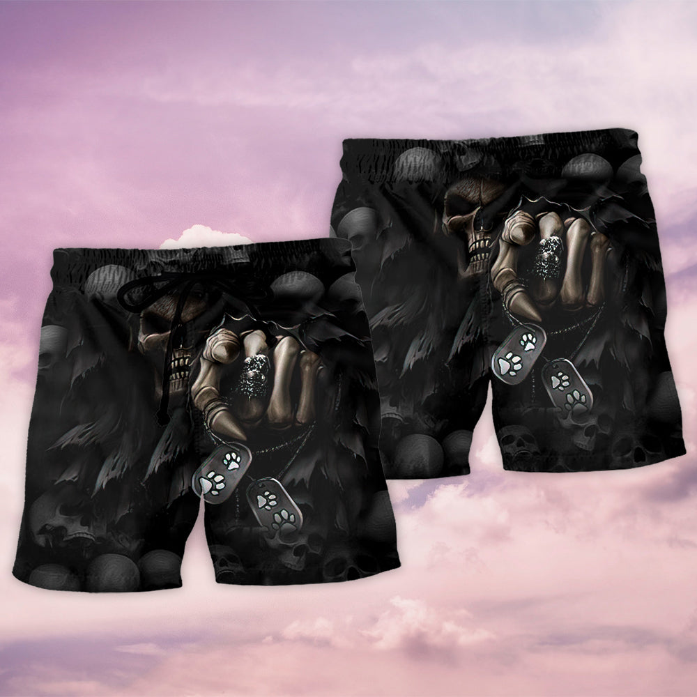 Skull Loves Dogs Funny Quote – Beach Short