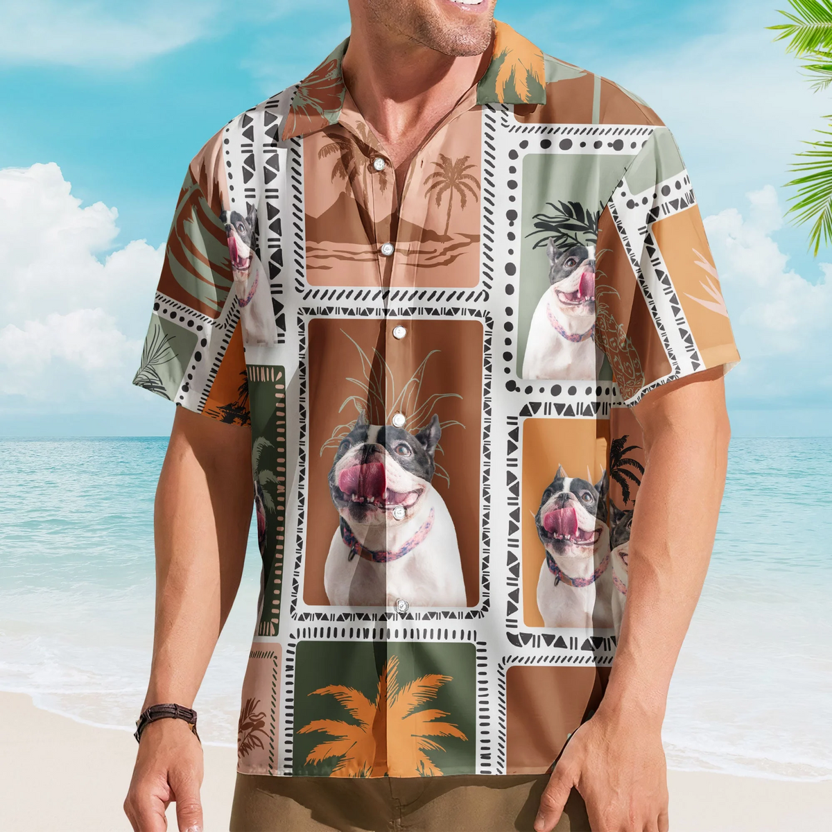 Custom Face Funny Photo Retro Tropical Palm Trees – Custom Photo Hawaiian Shirt