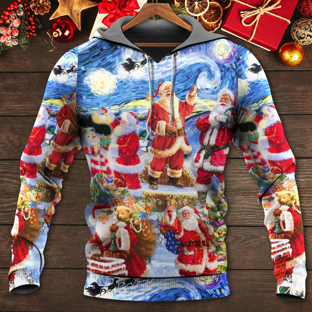 Christmas Santa Snowy Night Merry Xmas - Hoodie