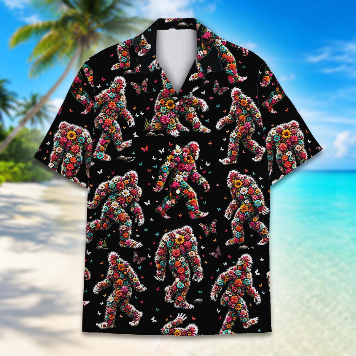 Floral Bigfoot Sasquatch Summer Beach – Hawaiian Shirt