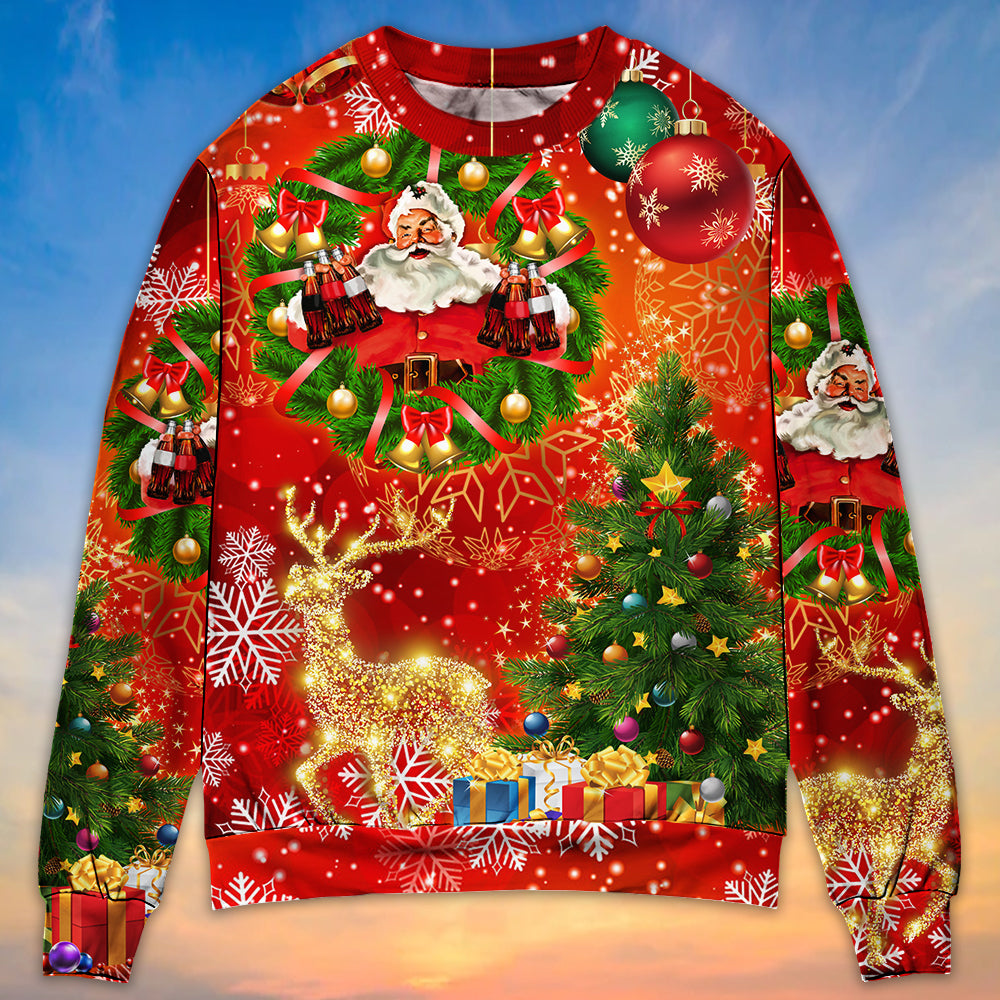 Christmas Santa Holiday Tree Red Light Art – Sweater - Ugly Christmas Sweater
