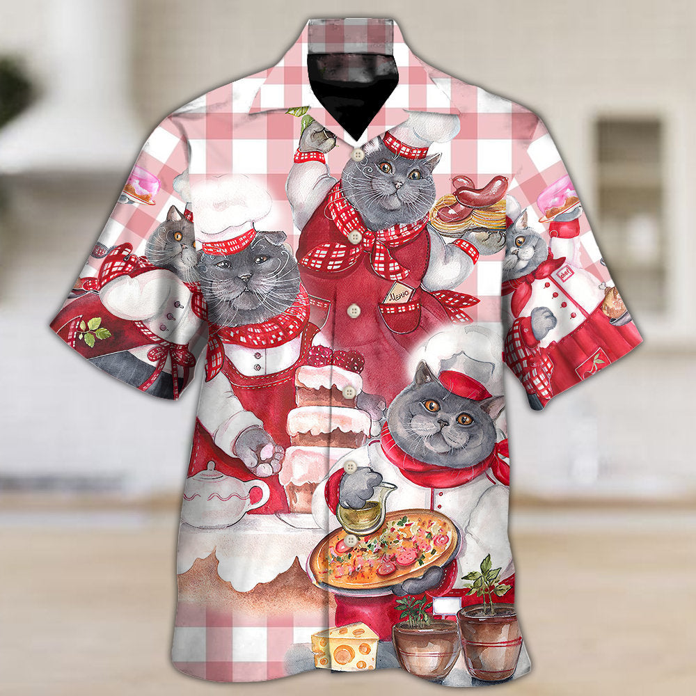 Cute Black Cat Chef Cooking Art - Hawaiian Shirt