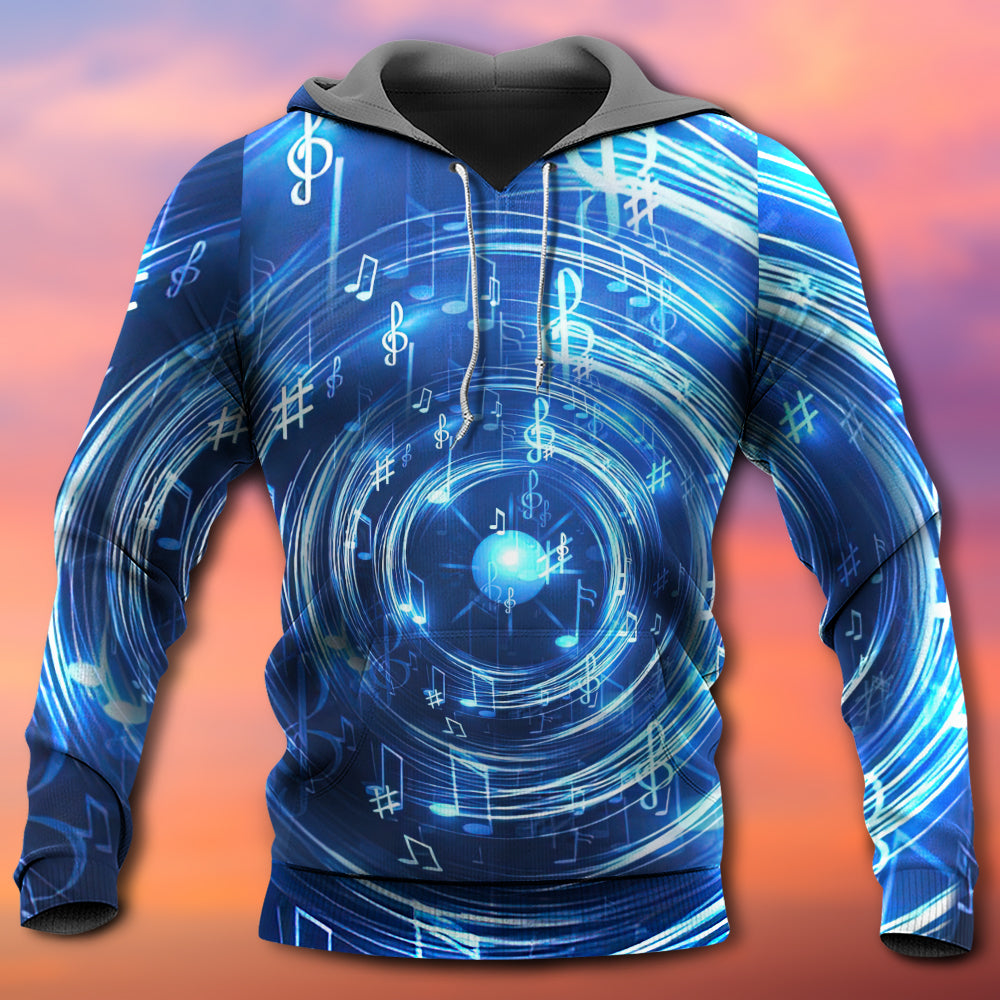 Neon Music Circle Notes Art – 3D Hoodie