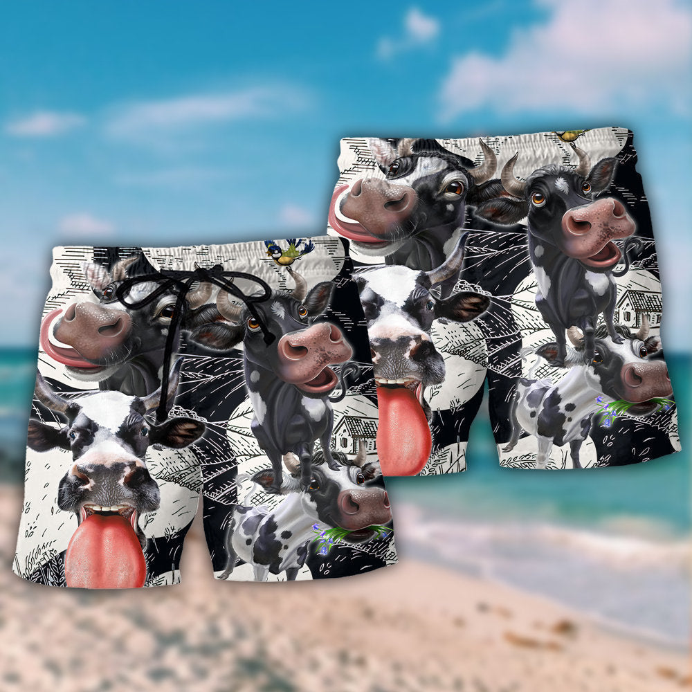 Happy Dairy Cow Farm Life Art – Beach Short