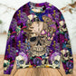 Bright Magic Mushroom Skull Art – Sweater - Ugly Christmas Sweater