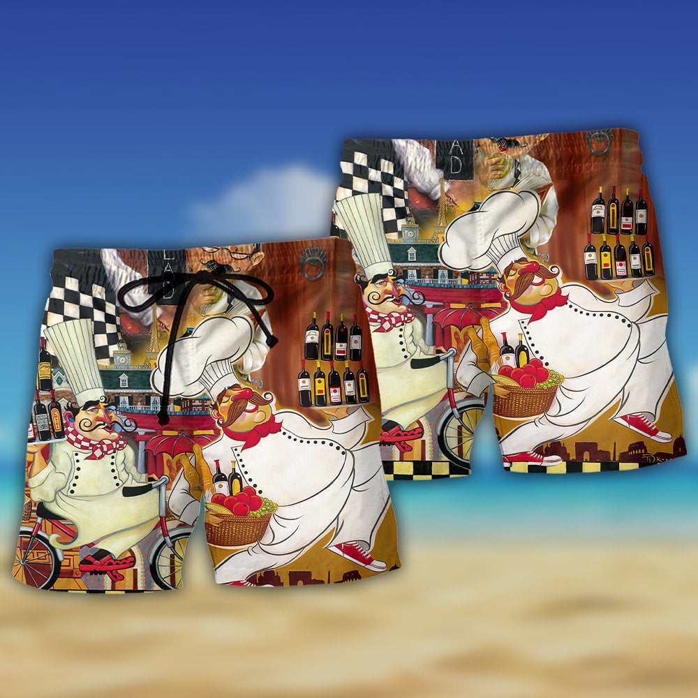 Funny Chef Cooking Vintage Dinner Time – Beach Short
