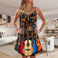 Guitar Lover Happy Life Music – Women's Summer Sleeveless V-Neck Camisole Dress