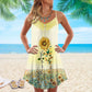 Butterfly Sunflower Sunshine – Women's Summer Sleeveless V-Neck Camisole Dress