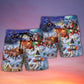 Santa And Reindeer Gift Light Art – Beach Short