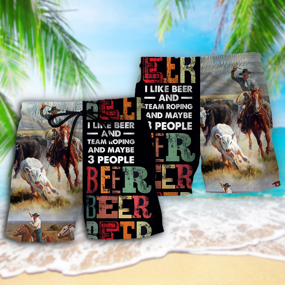 Horse Beer I Like Beer And Team Roping - Beach Short - Owls Matrix LTD