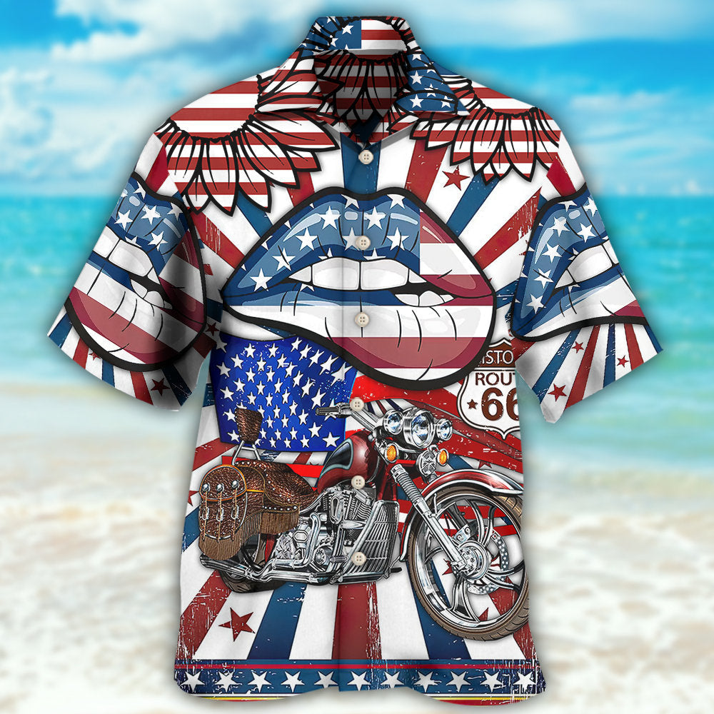 Patriotic Motorcycle America Bold - Hawaiian Shirt
