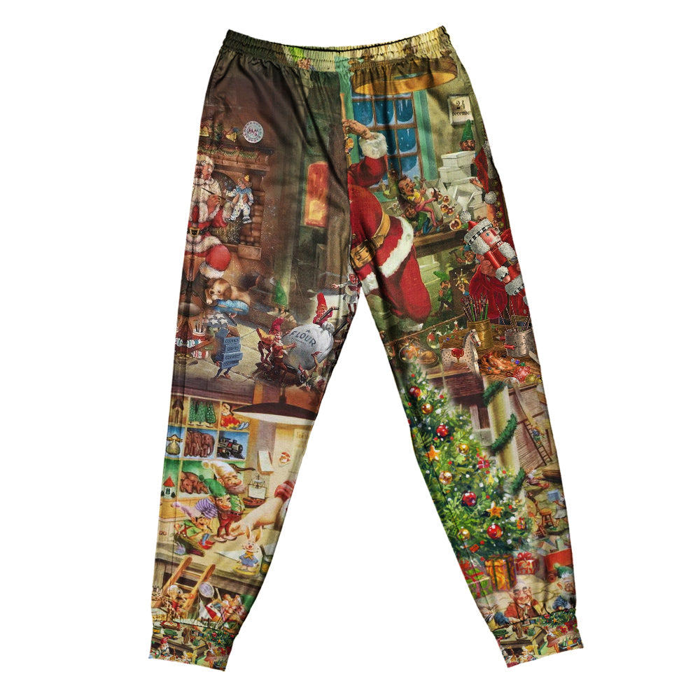 Pants / S Christmas Santa's Toy Workshop - Pajamas Short Sleeve - Owls Matrix LTD