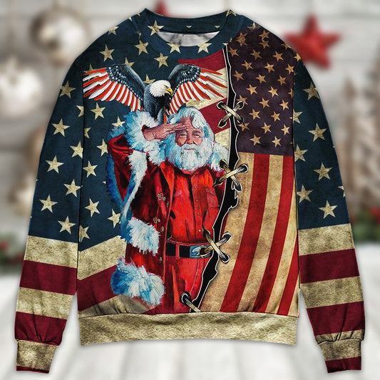 Christmas Patriotic Santa Claus – Sweater - Ugly Christmas Sweater