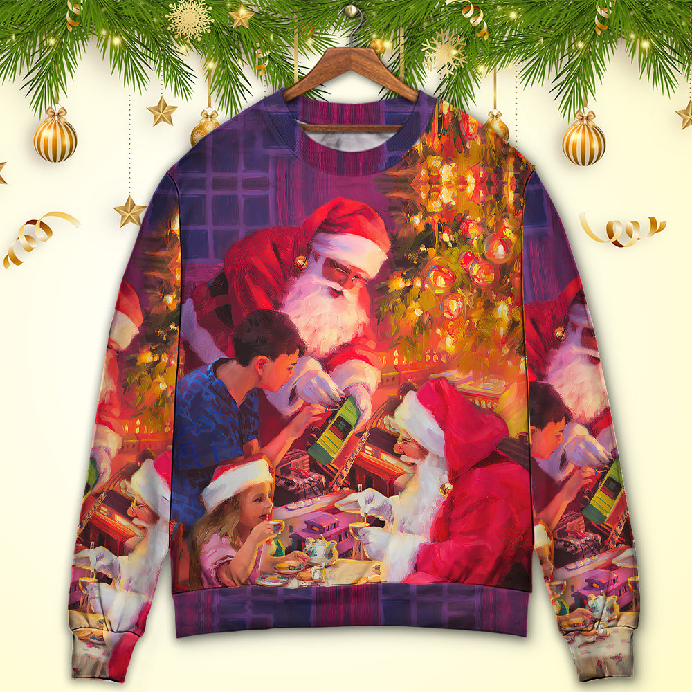 Christmas Santa Story Light Art Style – Sweater - Ugly Christmas Sweater