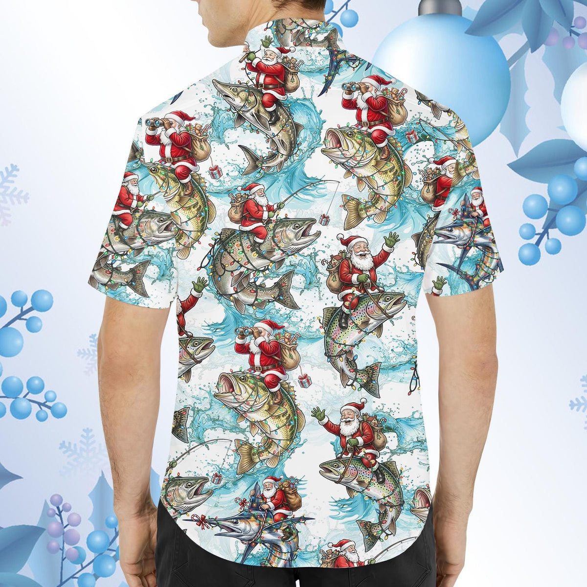 Santa Fishing Christmas Fish Holiday Angler – Hawaiian Shirt