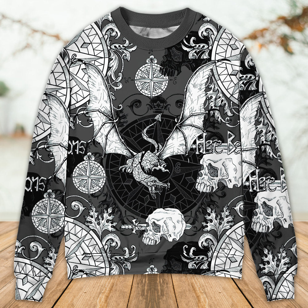 Fire Dragon Gothic Compass Baroque Art – Sweater - Ugly Christmas Sweater