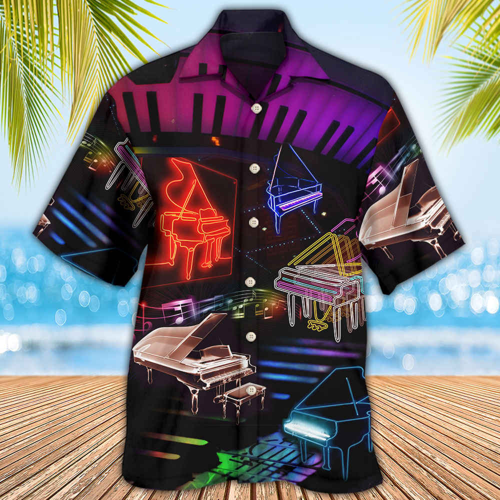 Piano Neon Style Music Lover - Beach Short - Owls Matrix LTD