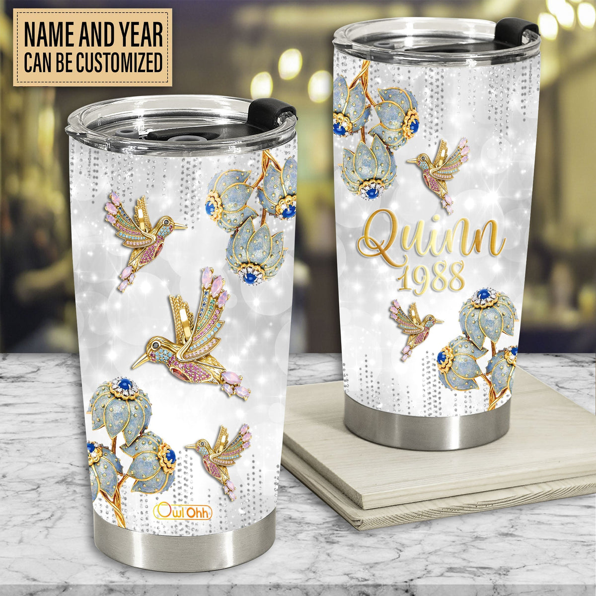 Hummingbird Jewelry Golden Personalized 20 Oz Tumbler