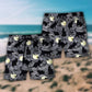 Halloween Black Cat Moon Pattern – Beach Short