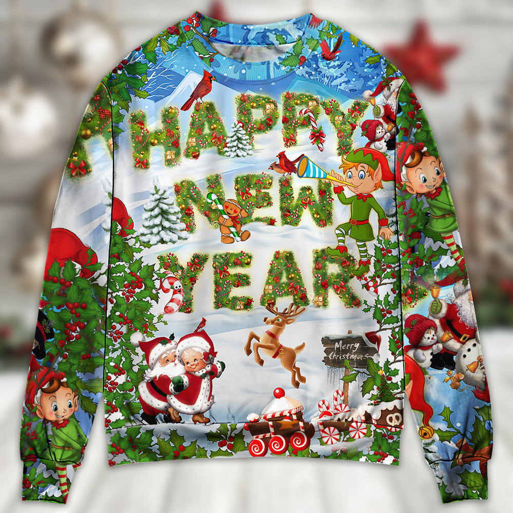 Christmas Happy New Year Snow – Sweater - Ugly Christmas Sweater