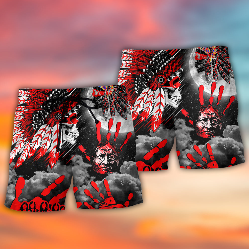 Native Halloween Skull Moon Night – Beach Short