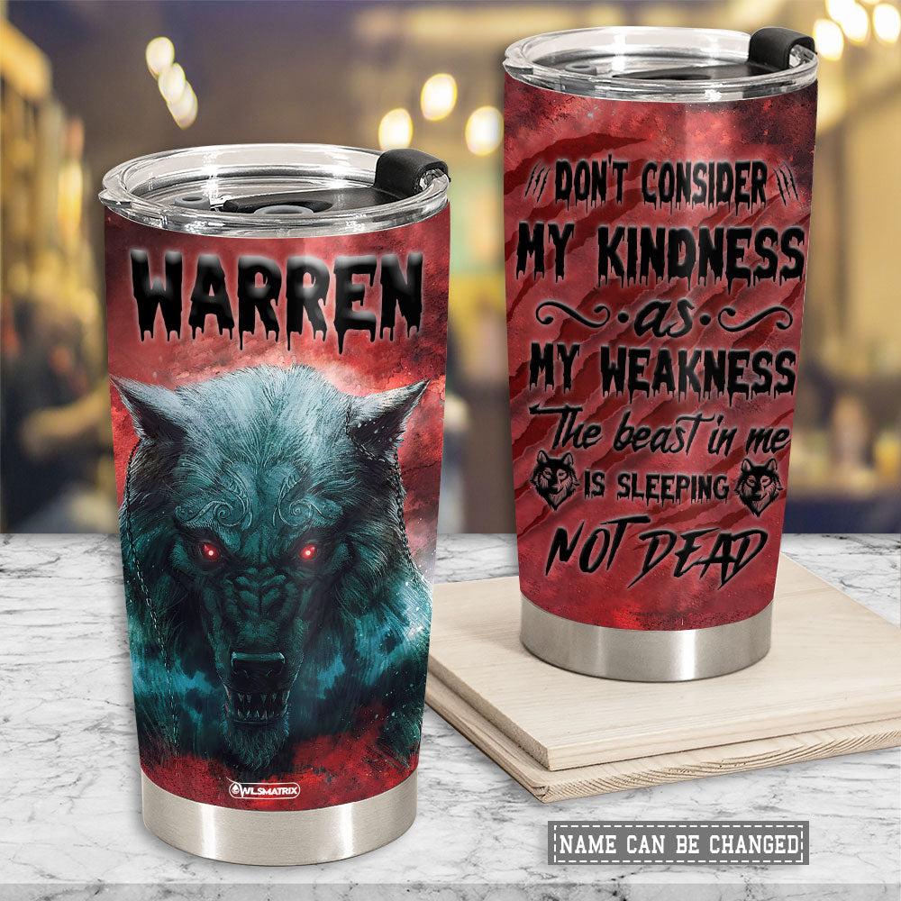 Wolf Kindness Personalized 20 Oz Tumbler For Coffee Travel And Daily Use