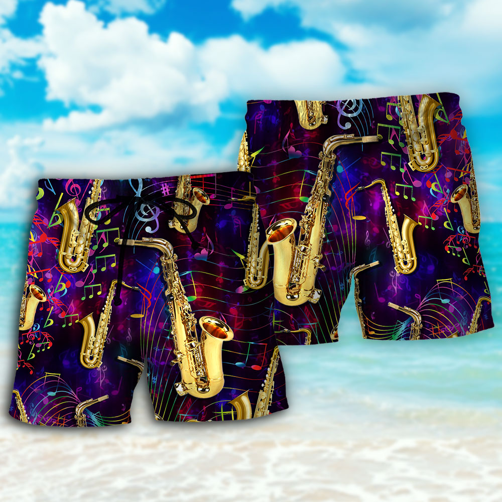 Neon Saxophone Music Art – Beach Short