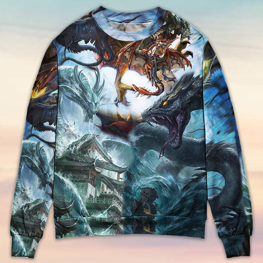 Epic Dragon Battle Fantasy Art – Sweater - Ugly Christmas Sweater