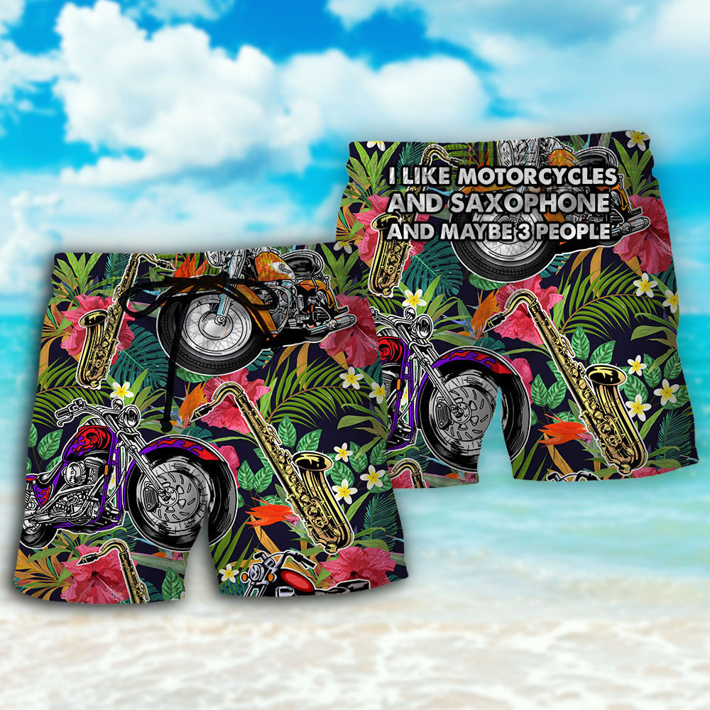 Motorcycle I Like Motorcycles And Saxophone - Beach Short - Owls Matrix LTD