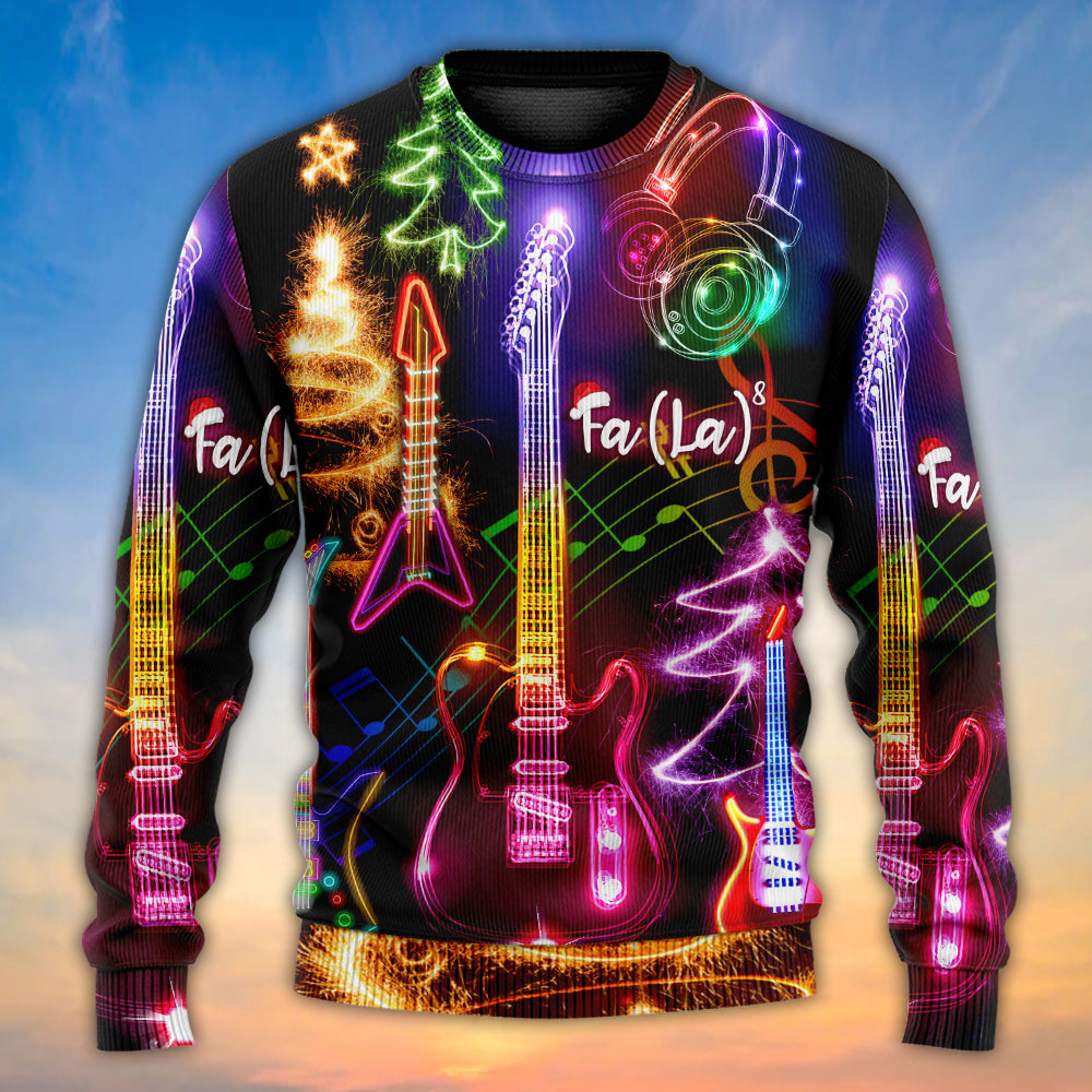 Christmas Guitar Tree Happy Glow Art – Sweater - Ugly Christmas Sweater