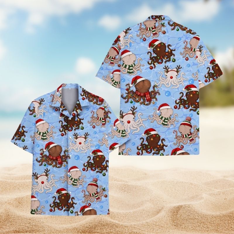 Christmas Santa Octopus Holiday Lights – Hawaiian Shirt