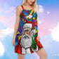 Hippie Elephant Camping Vibes – Women's Summer Sleeveless V-Neck Camisole Dress