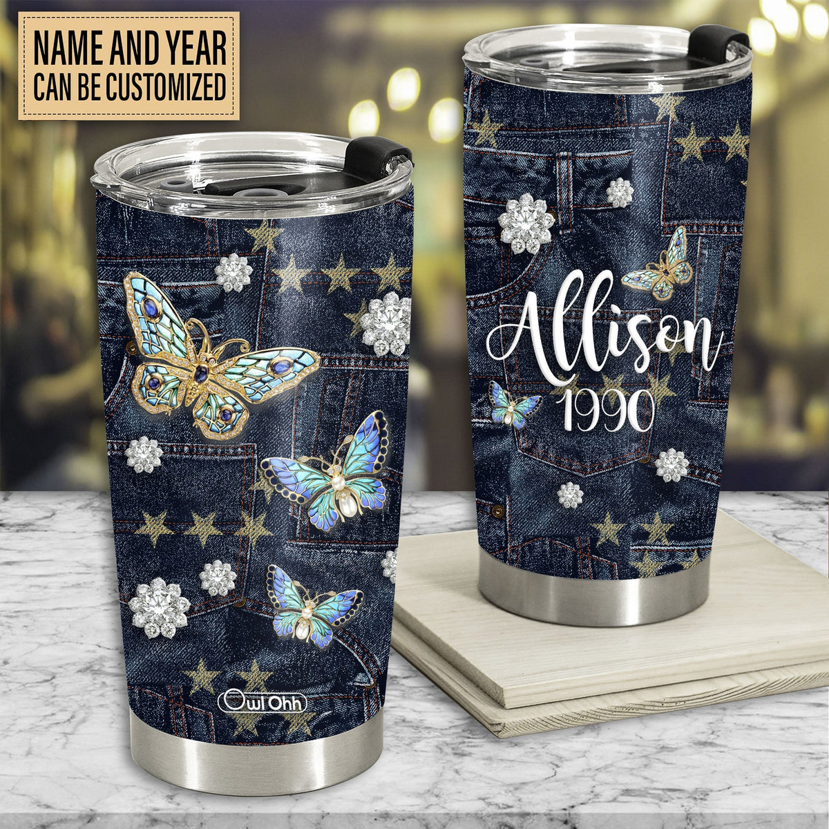 Butterfly Jewelry Jeans Personalized 20 Oz Tumbler
