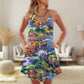 Colorful Dinosaur Art Style – Women's Summer Sleeveless V-Neck Camisole Dress