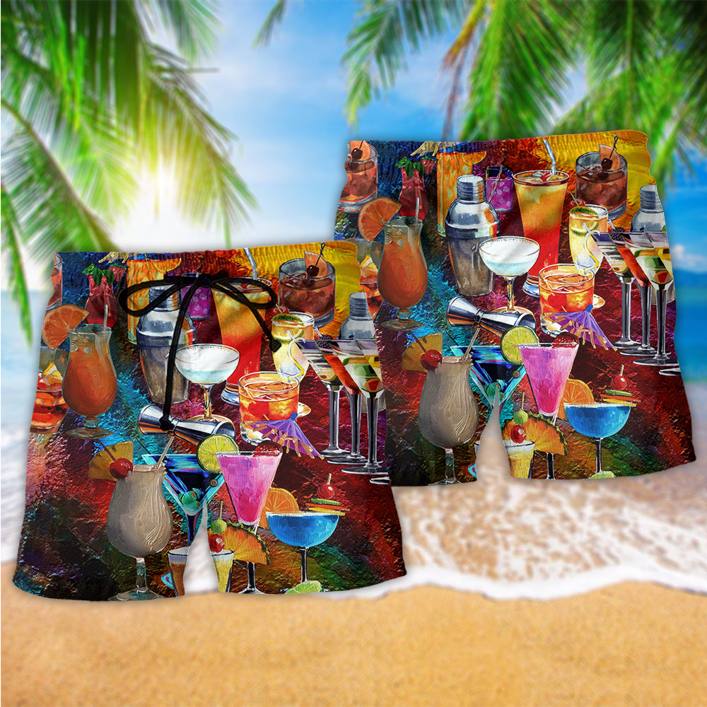 Cocktail Fruit Art Style – Beach Short