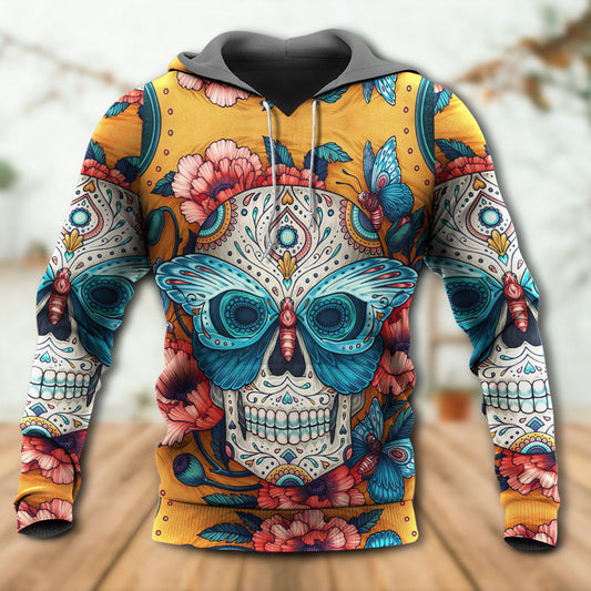 Skull And Butterfly Abstract Vintage Art – 3D Hoodie