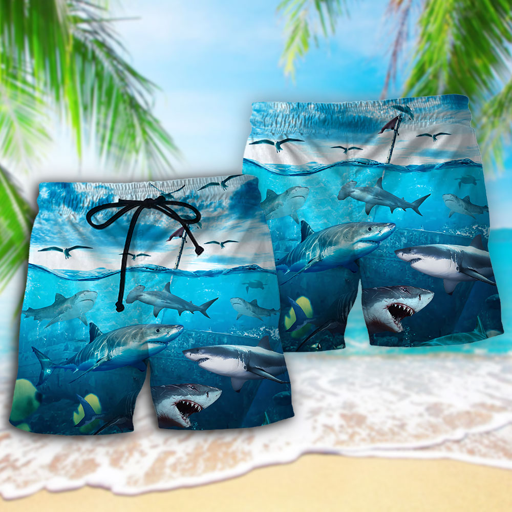 Dark Ocean Shark Art – Beach Short