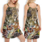 Cat Dreaming Sleep Time – Women's Summer Sleeveless V-Neck Camisole Dress