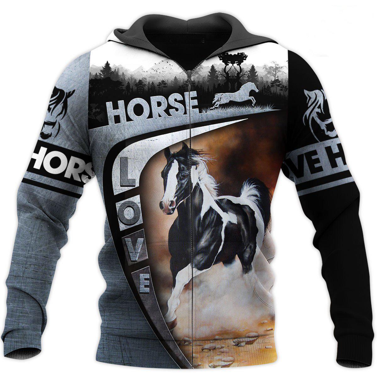 Beautiful Horse Racing All Over Print Art – 3D Hoodie