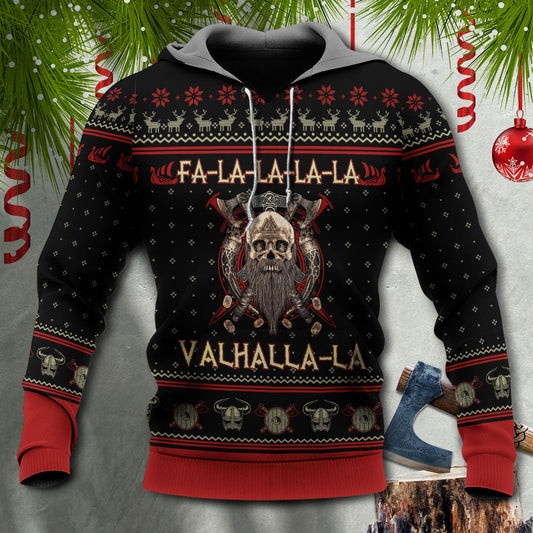 Viking Valhalla Black Red Xmas - 3D Hoodie